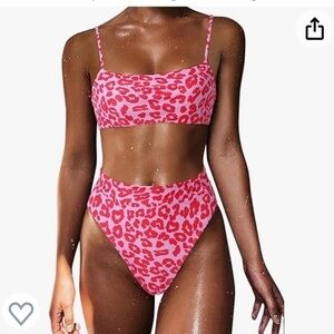 NWT Women High Wasited Bikini Shoulder Strap 2 Piece High Cut String Swimsuits